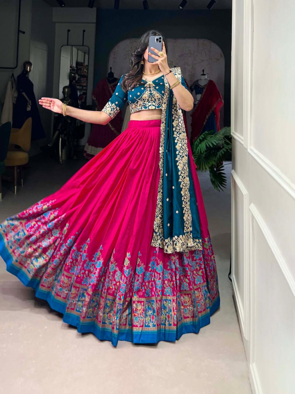 Wedding Collection Tussar Silk PNK Party wear Lehenga choli in Ahmedabad