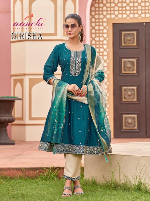 Aanchi girisha flair 3pcs anarkali kurtis wholesale online