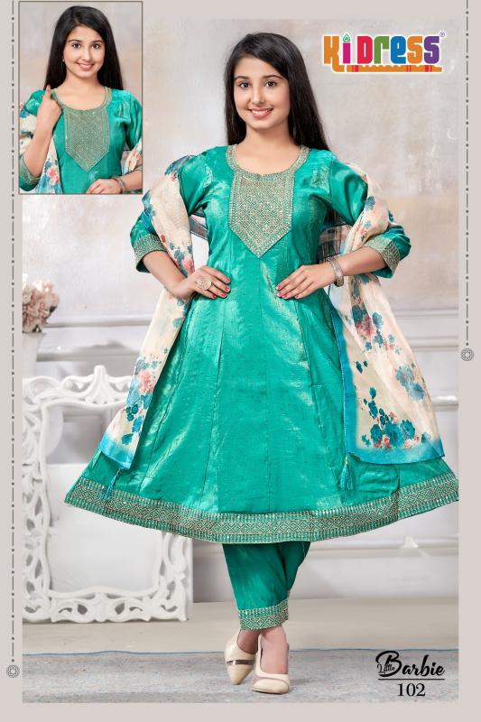Aanchi little barbie 3 pcs flair big baloon style long kurtis wholesale market detail