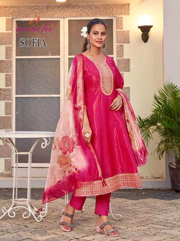 Aanchi sofia flair 3pcs anarkali kurtis wholesale online india