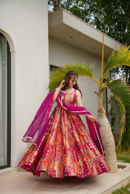 Adhya 1387 chaaya pink anarkali set branded kurtis wholesale in bangalore
