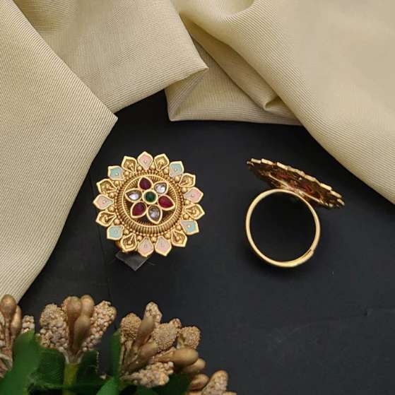 Adjustable Golden Rings GR013 Indian imitation jewellery wholesalers in Hyderabad