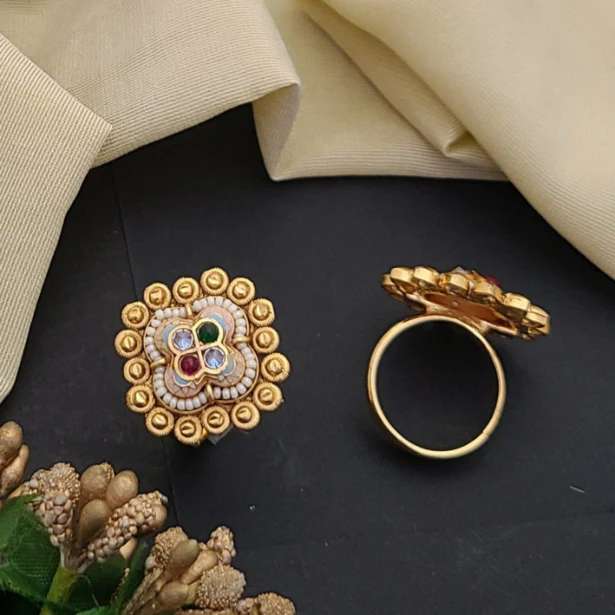 Adjustable Golden Rings GR016 Artificial jewellery suppliers in Hyderabad