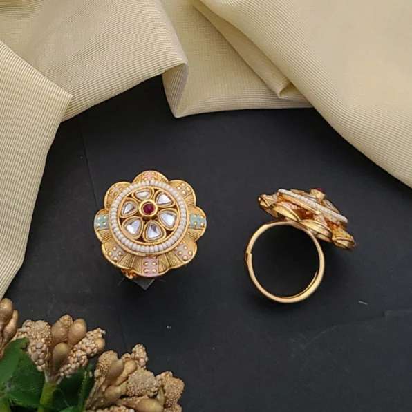Adjustable Golden Rings GR017 Imitation jewellery manufacturers in Hyderabad