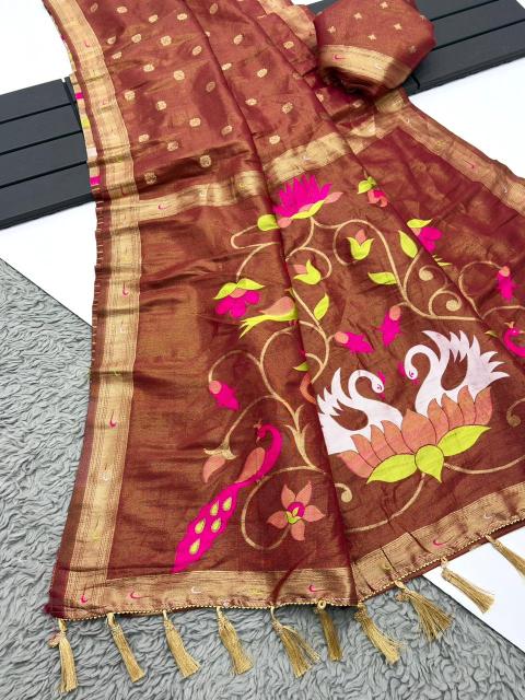 Akshara organza tissue silk paithani wholesale saree in india