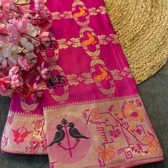 Akshara soft russian silk saree fabric wholesale