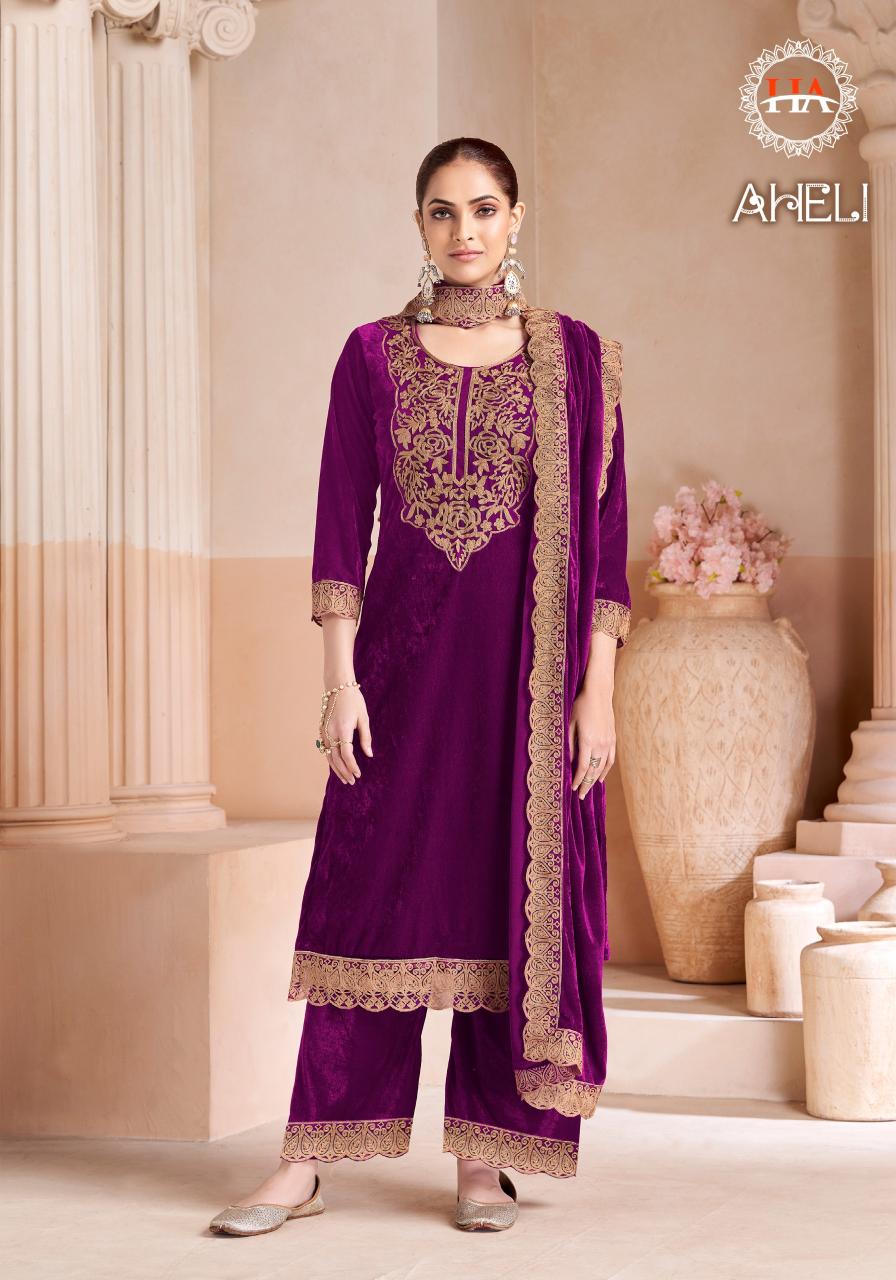 Alok suit aheli velvet gala dress materials wholesale seller