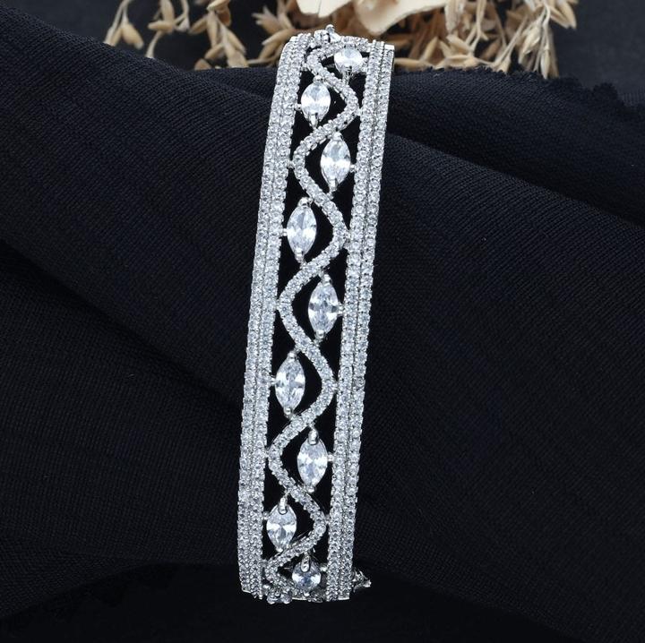 Anti tranish Silver-plated american diamond Bracelet 574 Bridal jewellery distributors in Hyderabad