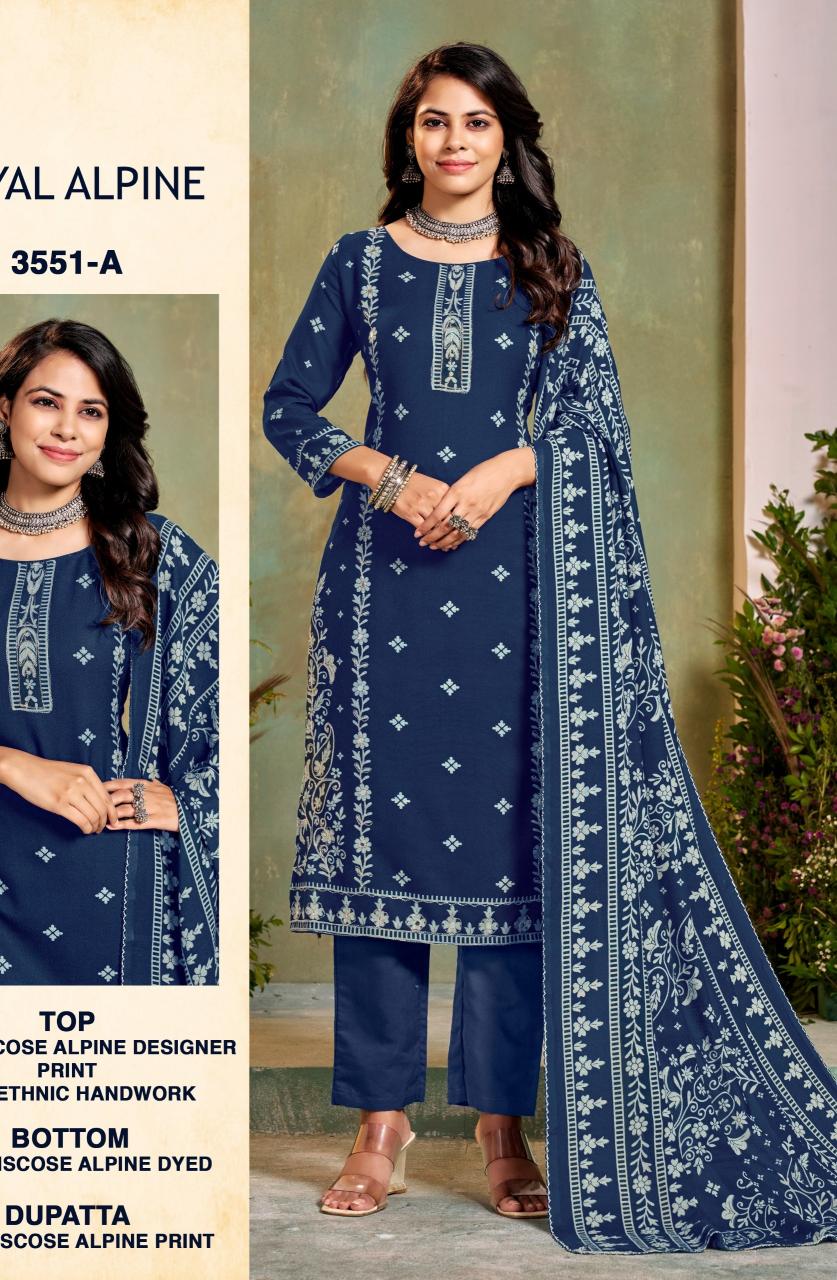 Bipson prints royal alpine 3551 printed dress materials wholesale