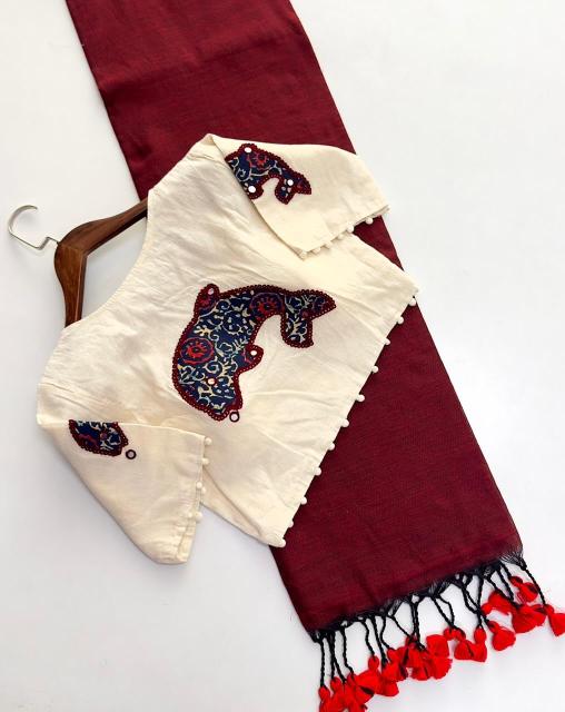 Blousewala khadi cotton saree with blouse wholesale online clothing stores
