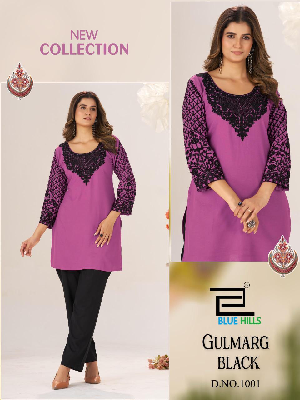 Blue hills gulmarg black arvai short kurti wholesale