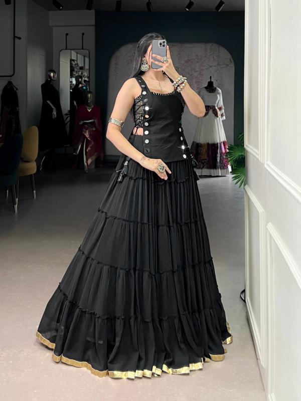Co-ord Set Marbel Black Surat lehenga choli market