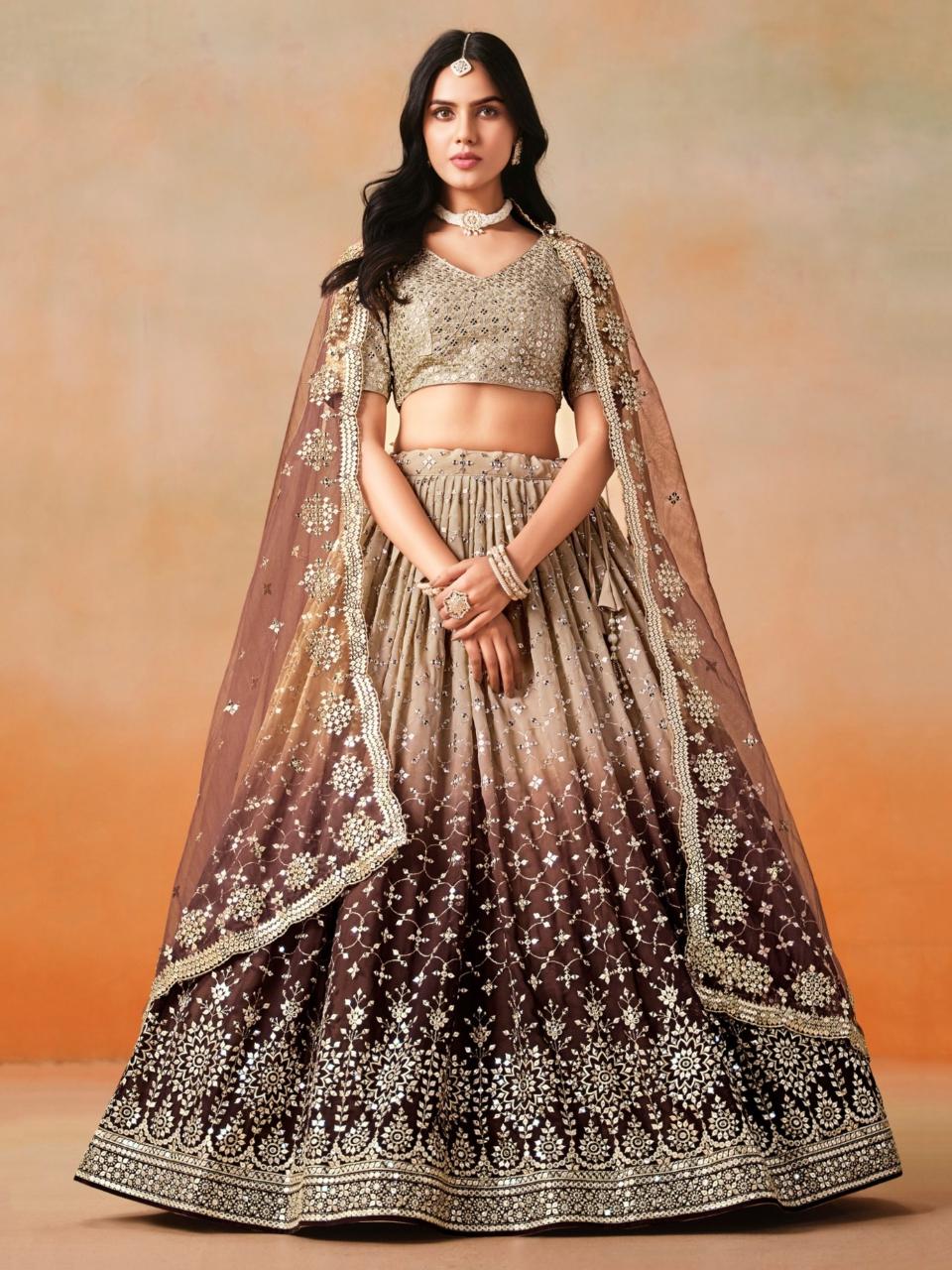 Elegance Georgette Brown  Lehengha choli wholesale dealers in Surat