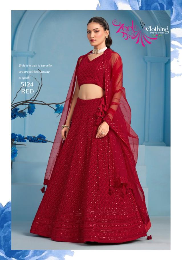 Florance Vol-3 Georgette RED Printed lehenga choli manufacturers