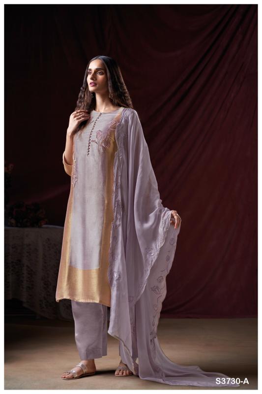 Ganga avniya 3730 silk double ikkat dress material wholesale