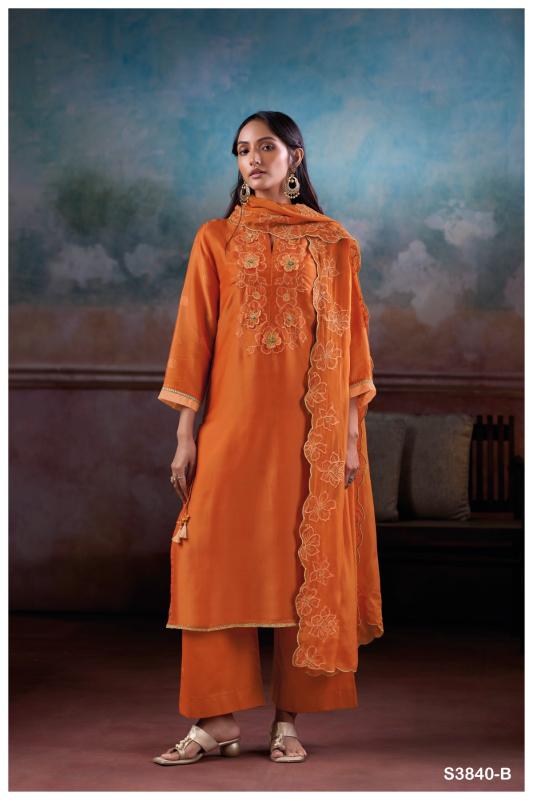 Ganga jaelina 3840 printed dress materials wholesale banarsi with pr
