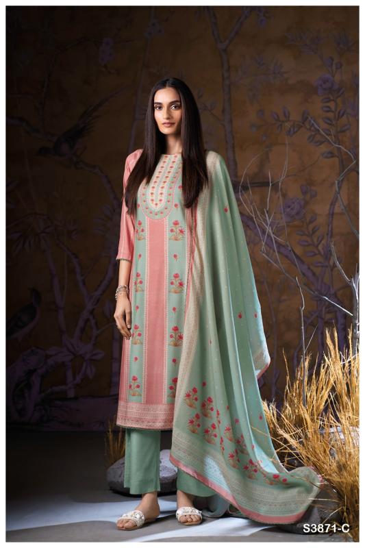 Ganga nimara 3871 pashmina dress material wholesale in india