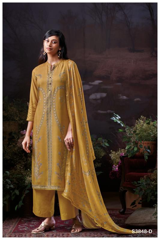 Ganga rimsha 3848 pashmina double ikkat dress material wholesale cost in chennai
