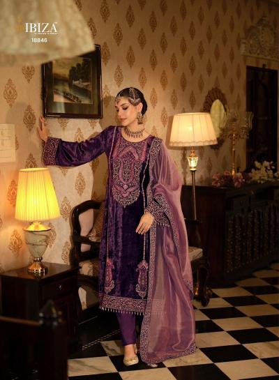 Ibiza seerat velvet dress materials for wholesale