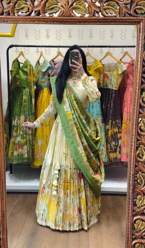 Kalamkari Cotton Green Customized lehenga choli in Ahmedabad