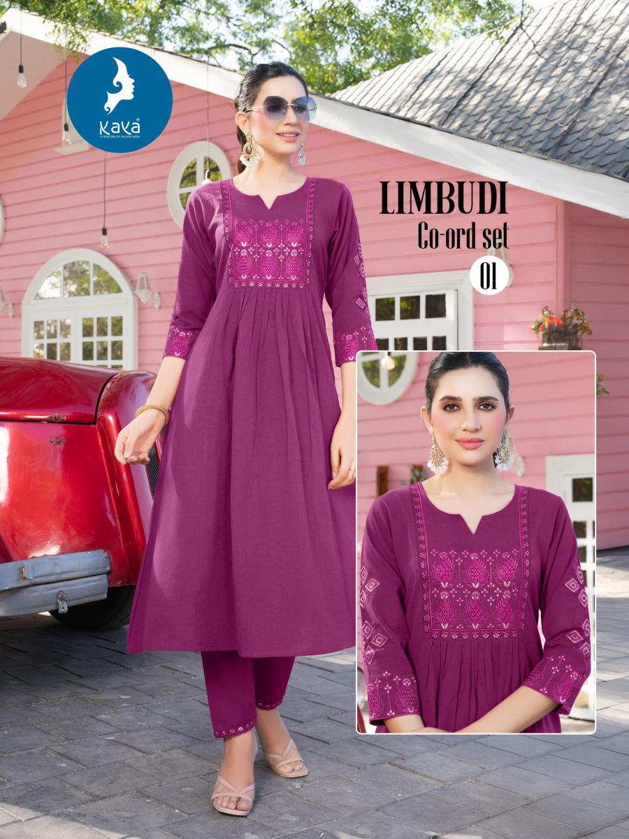 Kaya limbudi 3pcs blue wholesale kurtis