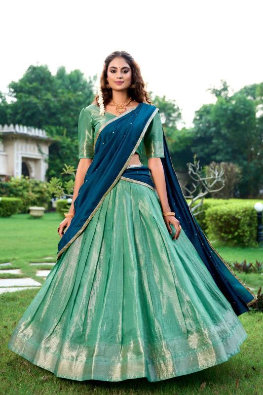 kesariya kanchipuram Green Affordable Lehengha choli