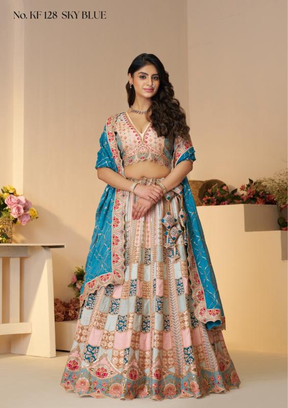 KF-128 Banarasi silk Blue Lehenga choli manufacturers in Kolkata