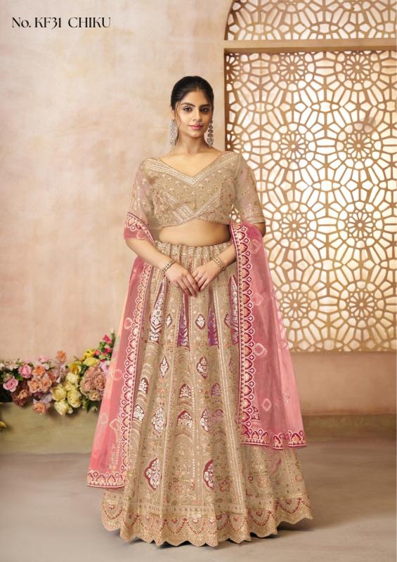 KF-31 Banarasi silk Chiku Bridal lehenga choli suppliers in Gujarat