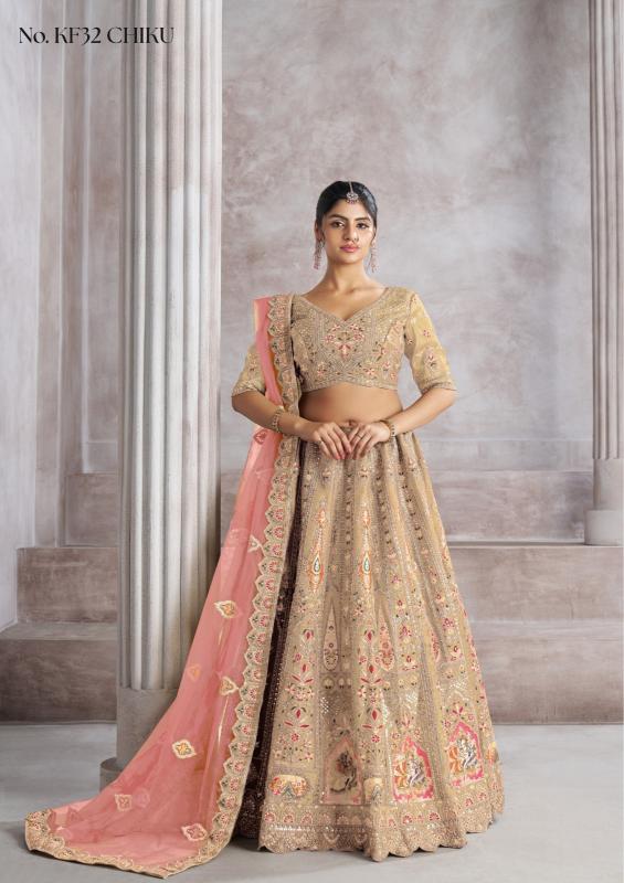 KF-32 Banarasi silk Chiku Bridal Lehenga choli in Kolkata