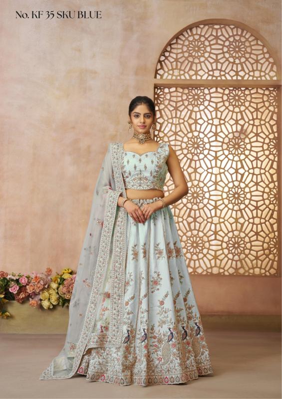 KF-35 Zari Silk Sky Blue Bollywood lehenga choli wholesale