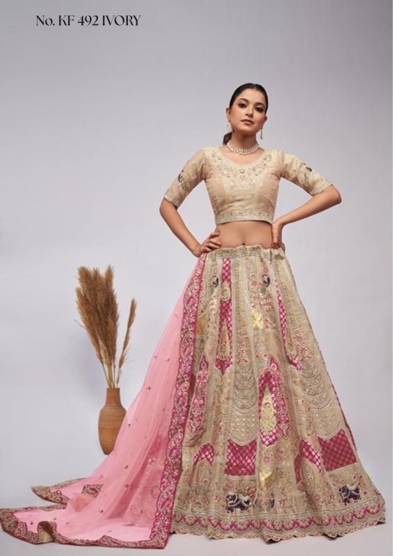 KF-492 Banarasi silk Ivory Wedding lehenga choli in Ahmedabad