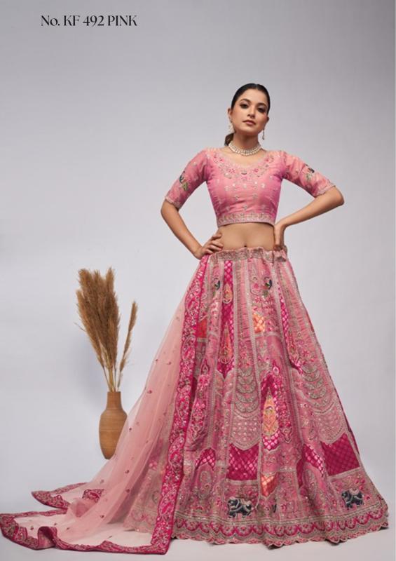 KF-492 Banarasi silk Pink Customized lehenga choli in Ahmedabad