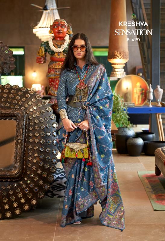 Kreshva sensation luxury print saree wholesale clothing jaipur india