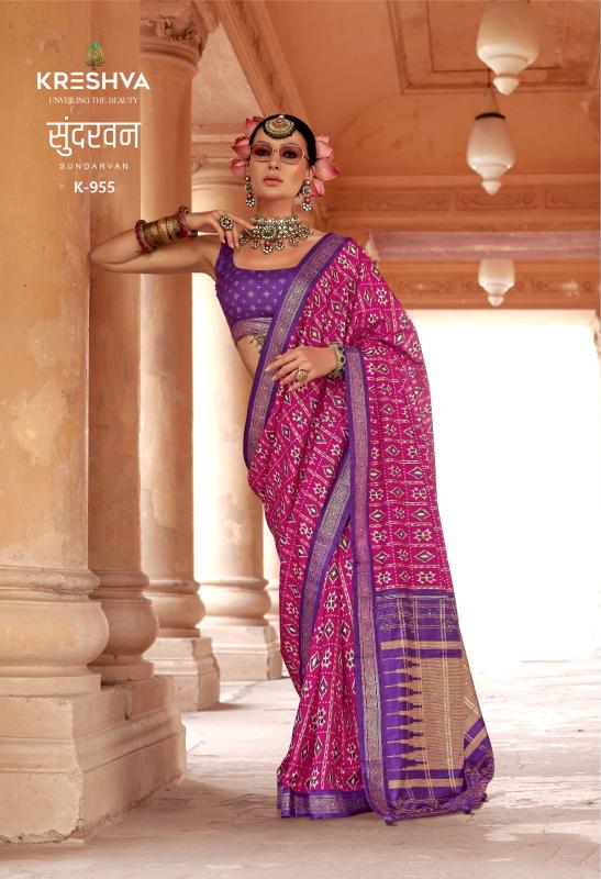 Kreshva sundarvan silk saree clothes in wholesale price 