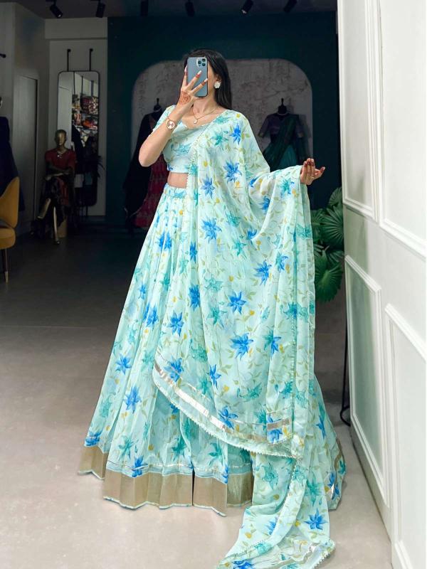 lnb 1036 tabby silk Sky Blue Traditional lehenga choli wholesalers