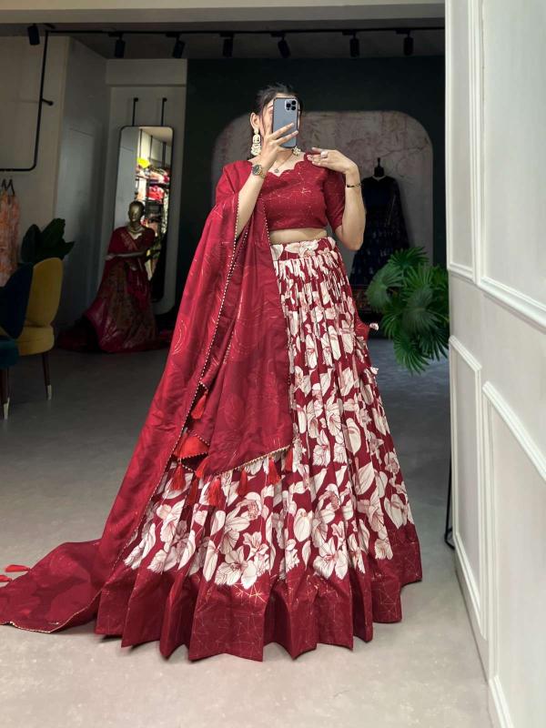 lnb 1213 floral printed tusser silk Lehenga choli for bridesmaids Mumbai