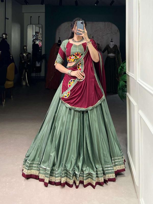 lnb 1656 crepe silk Green Bridal lehenga choli manufacturers
