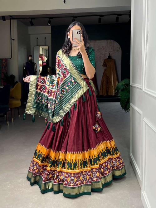 lnb 1680 tussar silk Maroon Lehenga choli wholesale market in Delhi