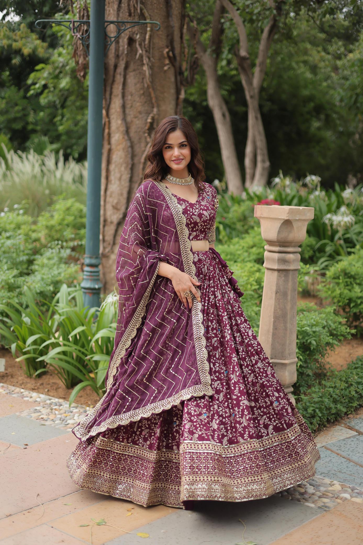  LW-7124 Viscose Purple Bollywood style lehenga wholesale in hydrabad