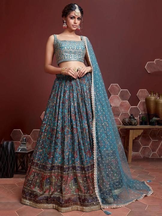 Mandakini Vol-1 Blue Chinnon Surat designer Lehengha choli wholesale