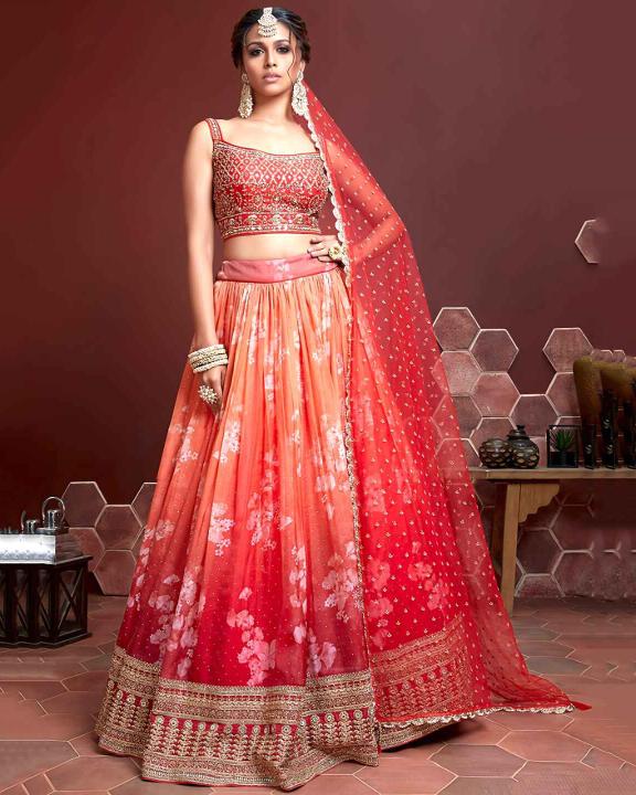 Mandakini vol - 1 Chinnon Orange Designer Lehenga Choli Manufacturers Mumbai