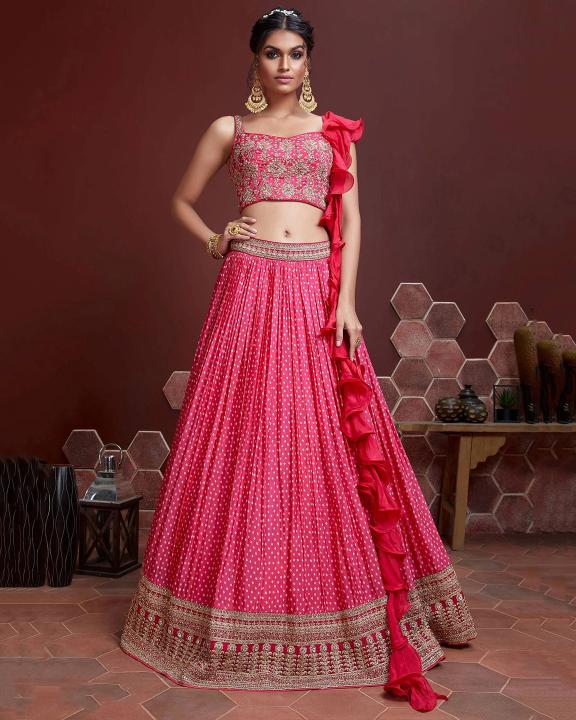 Mandakini vol - 1 Chinnon Pink Indian Lehenga Choli Wholesale Suppliers