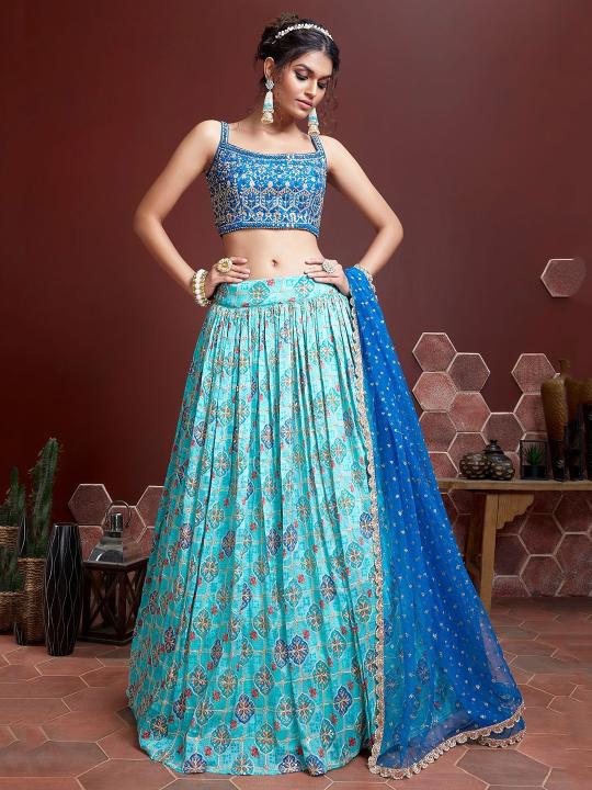 Mandakini Vol-1 Chinnon Sky Blue Surat Lehengha choli wholesale prices