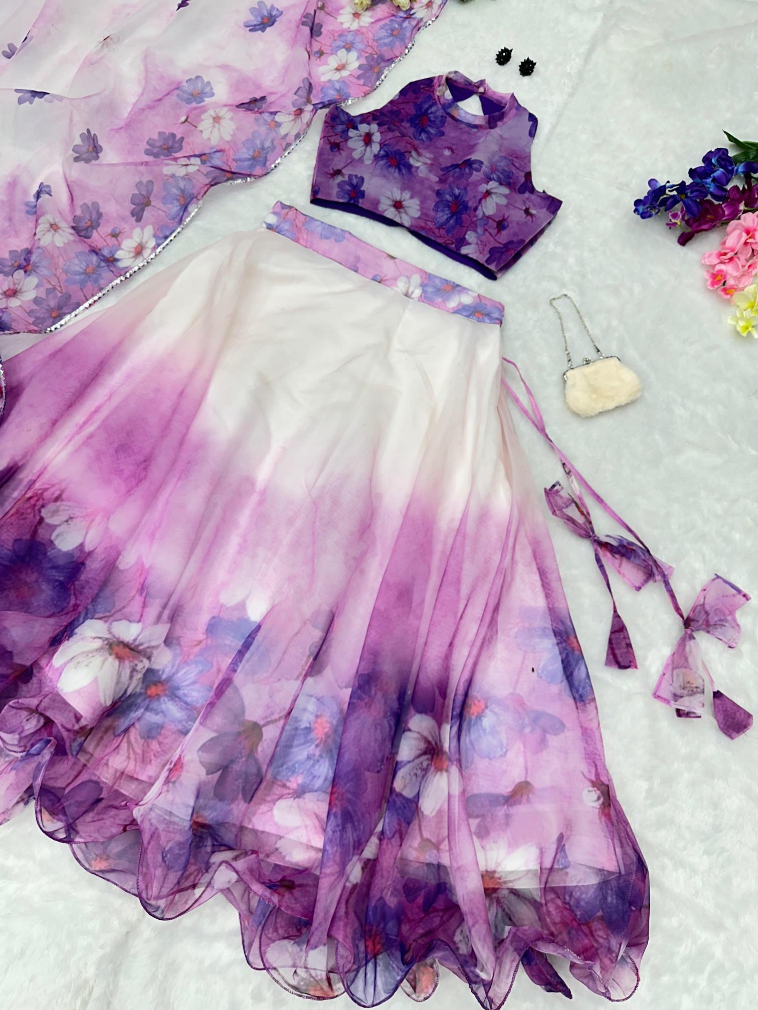 Modern SCnx 1005 organza Purple Affordable lehenga choli distributors