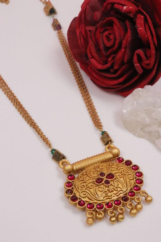 New fancy met polise mangalsutra 18 inch M860 Temple jewellery manufacturers in Hyderabad