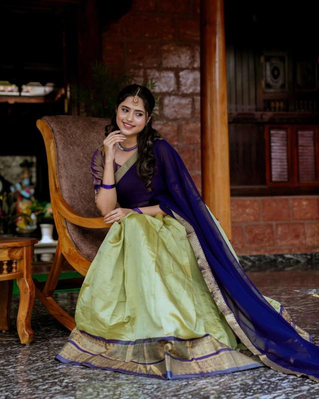 Suvarna kanchipuram Green Lehengha choli for wedding