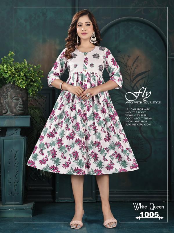 Trendy white queen vol 7 printed bulk of wholesale catalogue kurtis 