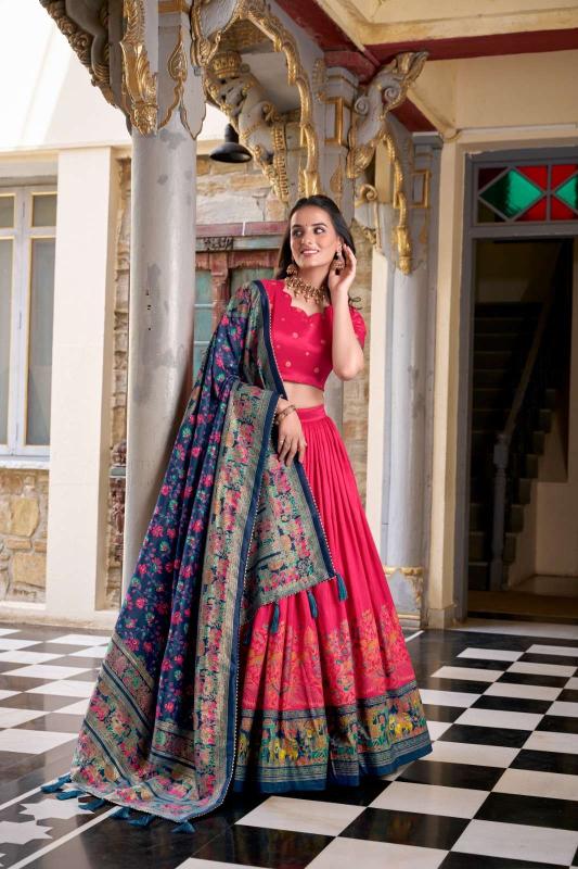Vrinda  tusser silk Red Bridal Lehengha choli