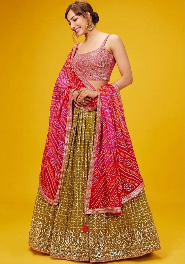 Zeel Clothing VOL-28 Georgette Olive  Buy wholesale lehenga choli online