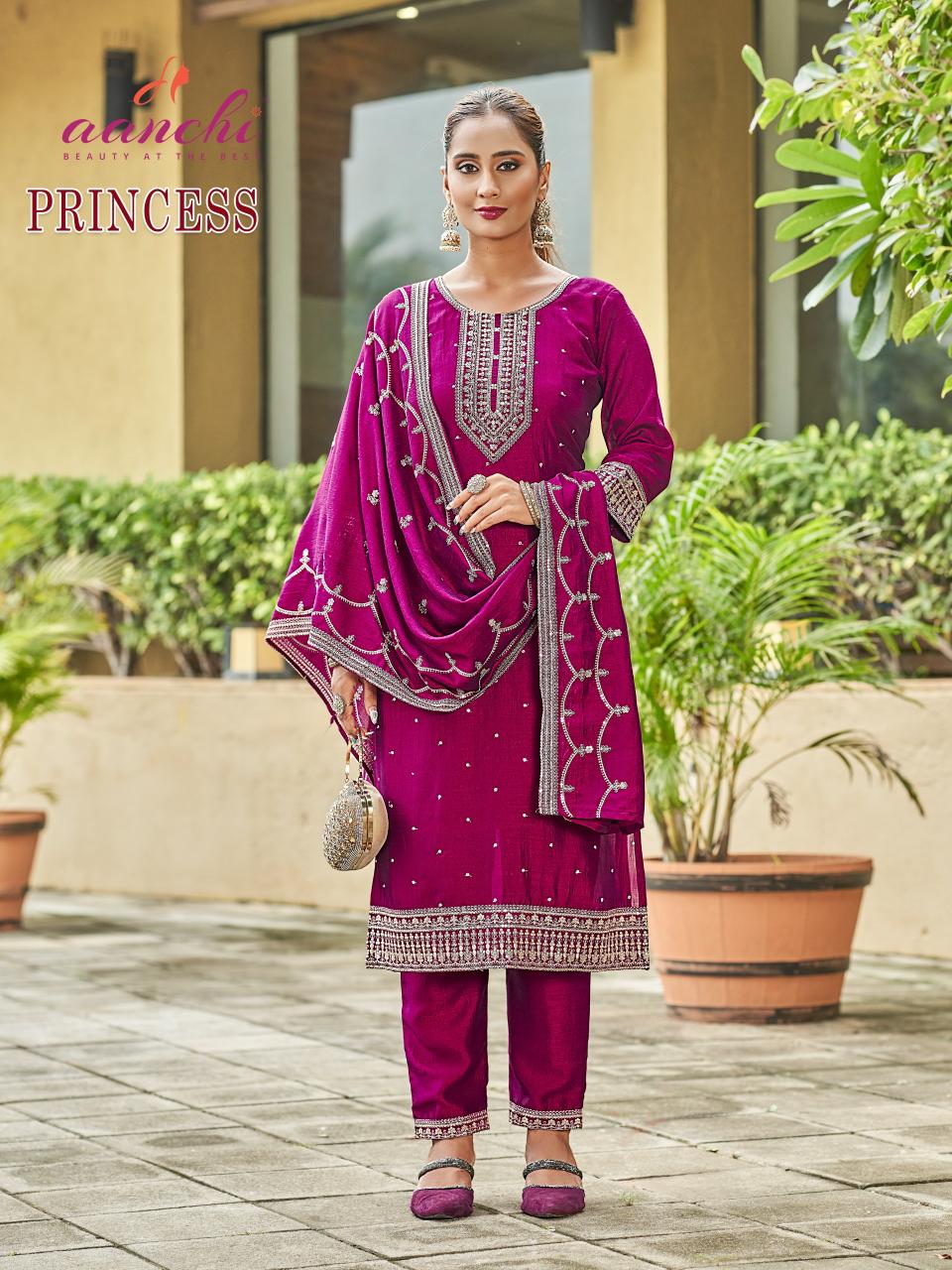 Aanchi princess straight 3pcs designer kurtis wholesalers manufacturers in kolkata